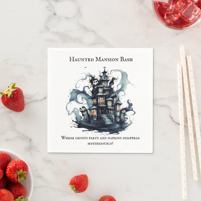 Eerie Elegance: Haunted Mansion Bash Halloween Napkin (Insitu)