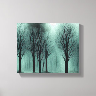 Eerie Enchantment: Moonlight in a Misty Forest Canvas Print