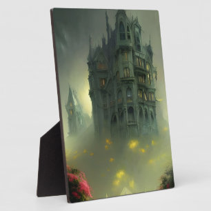 Eerie Gothic Mansion Digital Art Tabletop Plaque