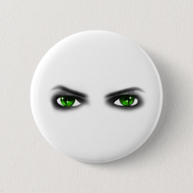 Eerie Green Eyes 2 Inch Round Button (Front)