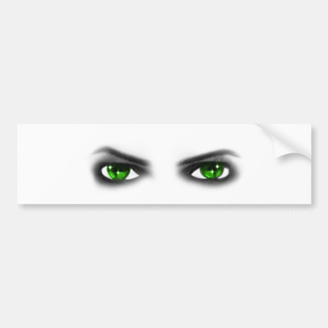 Eerie Green Eyes Bumper Sticker (Front)