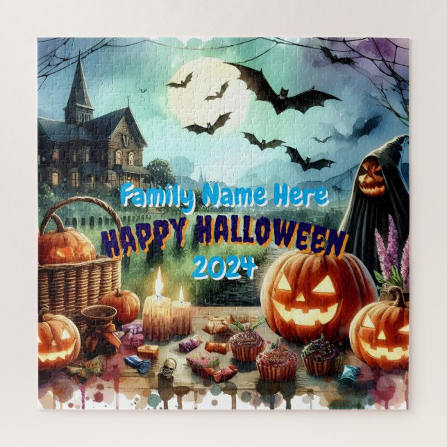 Eerie Halloween Night Watercolor Jigsaw Puzzle (Vertical)