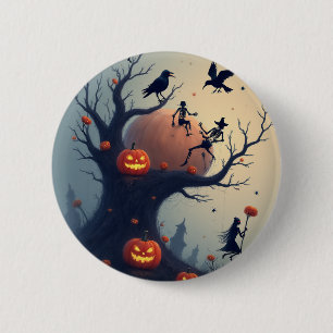 Eerie Halloween Tree 2 Inch Round Button