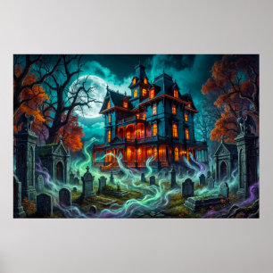 Eerie House by the Haunted Cemetery Poster