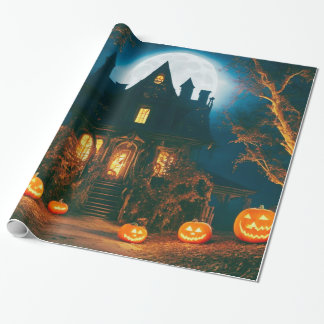 Eerie Illuminations: Enchanting Jack-o'-Lantern Wrapping Paper