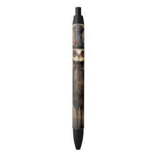 Eerie Owl in a Top Hat Halloween Writing Black Ink Pen