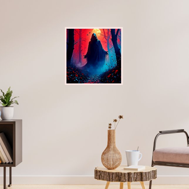 Eerie Shadow in Crimson Woods Design Poster (Living Room 3)