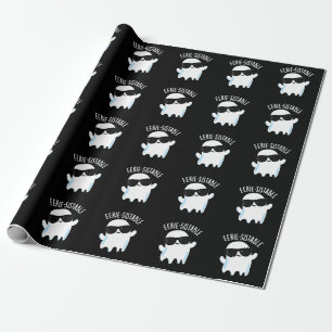 Eerie-sistable Funny Ghost Pun Dark BG Wrapping Paper
