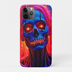 Eerie Skeleton with Pink Hair Design iPhone 11 Pro Case