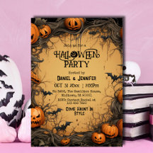 Eerie spooky vintage Jack-O-Lantern bat Halloween