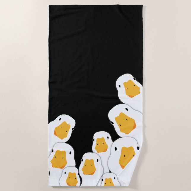 Eerie Surveillance: Geese Monitoring from Space Beach Towel (Front)