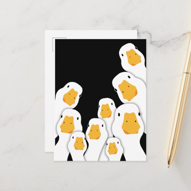 Eerie Surveillance: Geese Monitoring from Space Postcard (Front/Back In Situ)