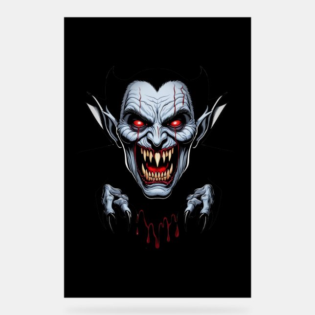 Eerie Vampire Face Acrylic Sign (Front)