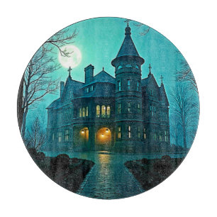 Eerie Victorian Mansion Moonlight Cutting Board