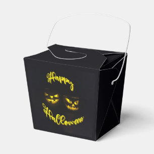 Eerie yellow print pumpkin with Happy Halloween  Favor Box