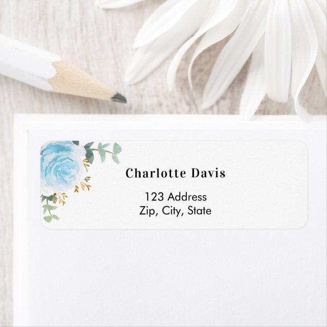 Eeucalyptus bleu floral blanc adresse de retour (En situation)
