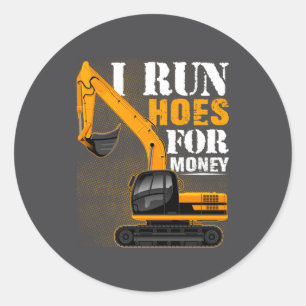Eever I Run Cute Ss Cute Sss For Money Funny Excav Classic Round Sticker