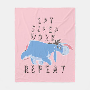 Eeyore   Eat Sleep Work Repeat Fleece Blanket