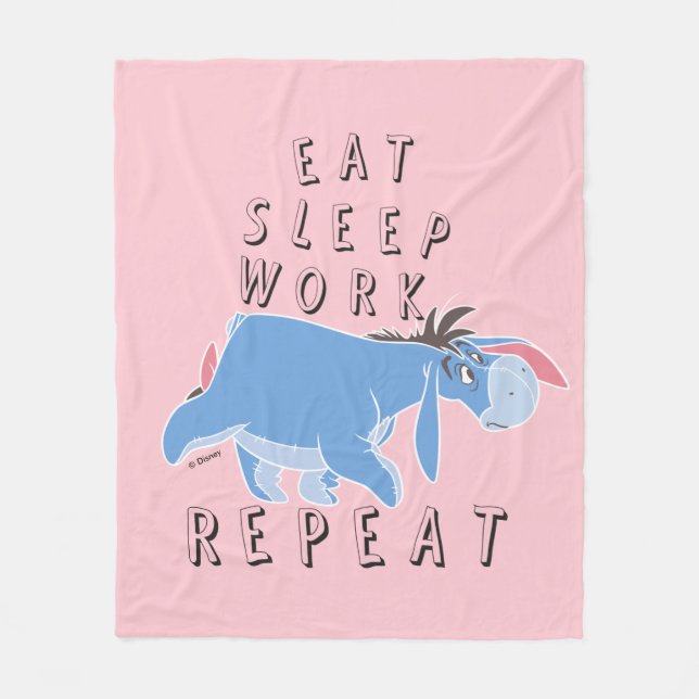Eeyore | Eat Sleep Work Repeat Fleece Blanket (Front)