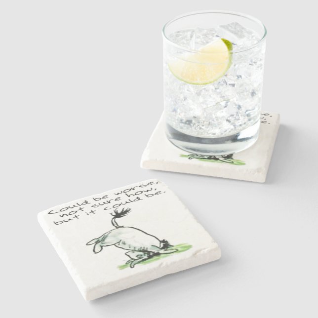 Eeyore funny quote could be worse  stone coaster (Side)
