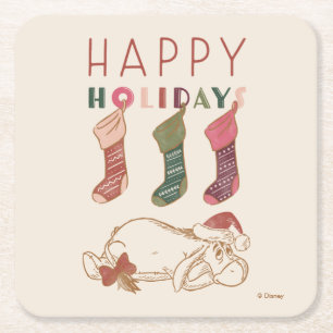 Eeyore   Happy Holidays Square Paper Coaster
