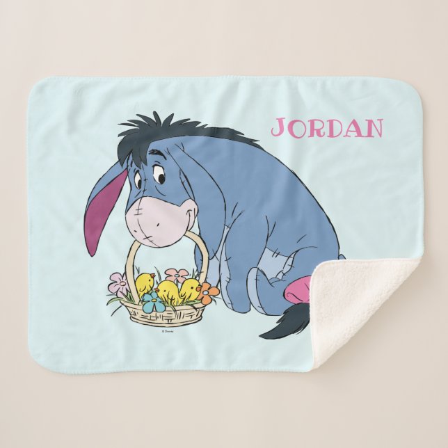 Eeyore Holding Easter Basket Full of Baby Chicks Sherpa Blanket (Front (Horizontal))