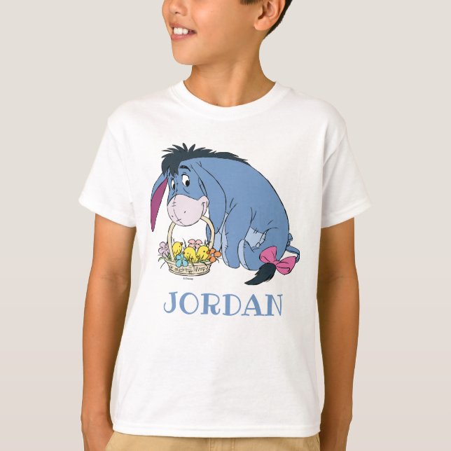 Eeyore Holding Easter Basket Full of Baby Chicks T-Shirt (Front)