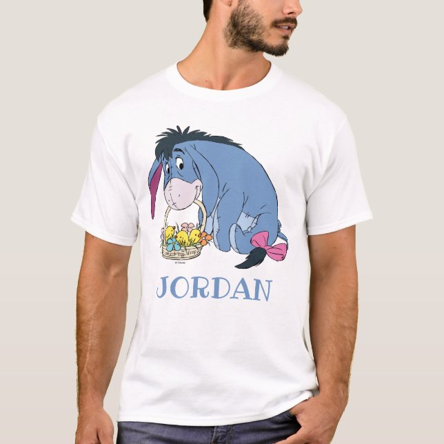Eeyore Holding Easter Basket Full of Baby Chicks T-Shirt (Front)