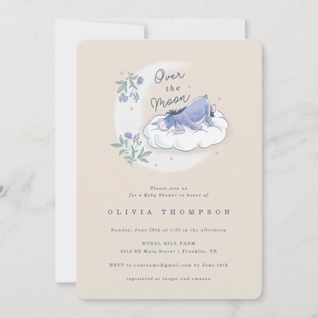 Eeyore | Over the Moon - Blush Girl Baby Shower Invitation (Front)