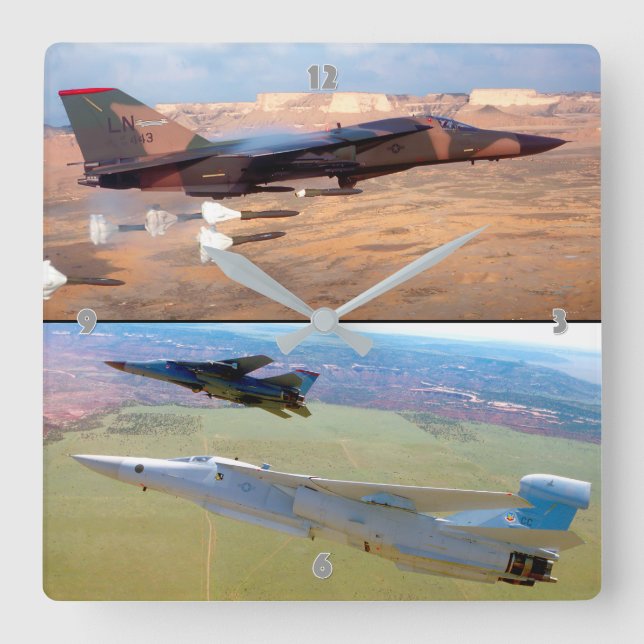 EF-111 RAVEN and F-111 AARDVARK Square Wall Clock (Front)