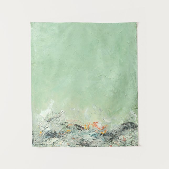 Effervesce - green minimalist abstract art tapestry (Front)