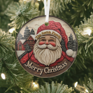 Effet 3D Ornement en verre Père Noël - Personnalis