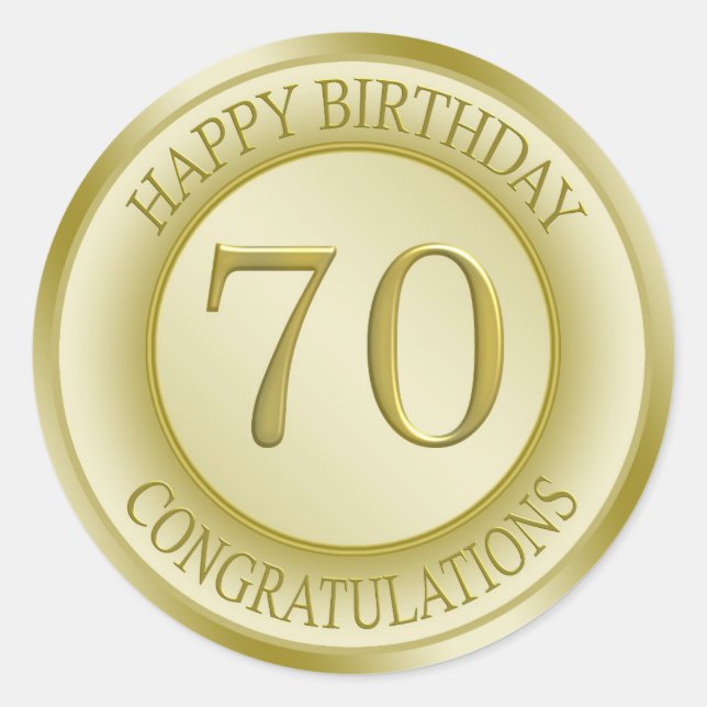 Effet d'or Joyeux 70e Sticker d'anniversaire (Devant)