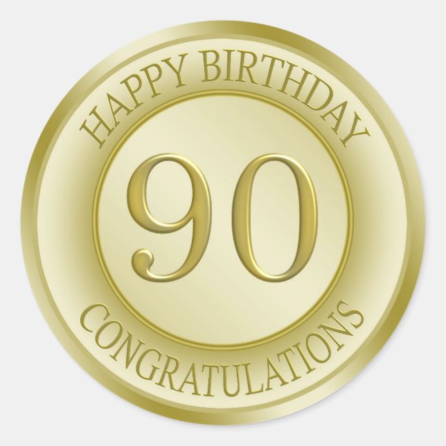 Effet d'or Joyeux 90e Sticker d'anniversaire (Devant)
