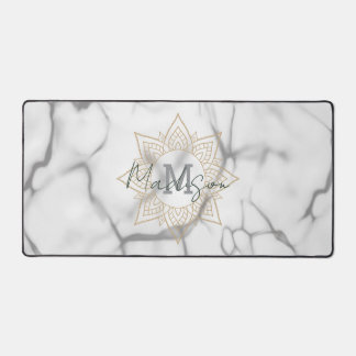 Effet Gris et Marbre blanc Or Mandala Monogramme