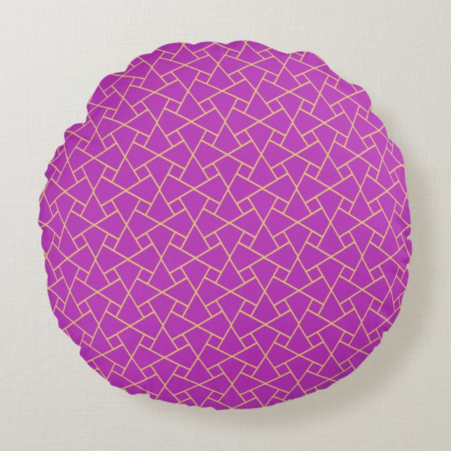 Effet or, Motif islamique violet Coussin rond  (Devant)