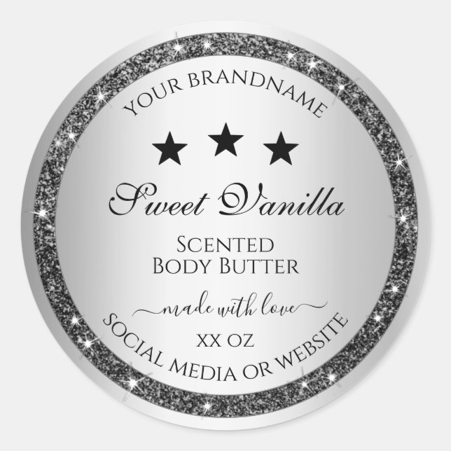 Effet Parties scintillant d'argent Étiquettes d'em (Devant)