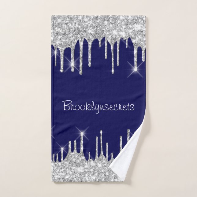 Effet Parties scintillant des gouttes Blue Navy No (Serviette à main)