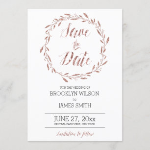 Effet rose Gold Foil Enregistrer La Carte Date Wre
