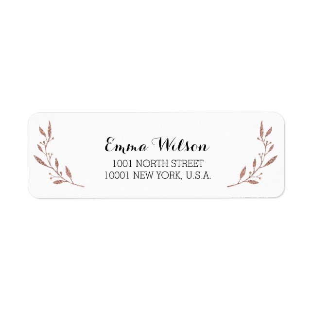 Effet rose Gold Foil Retourner l'adresse Étiquette (Devant)