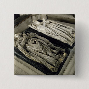 Effigies of Henri II  and Catherine de Medici 2 Inch Square Button