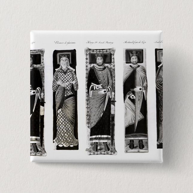 Effigies of Henry II  Eleanor of Aquitaine 2 Inch Square Button (Front)