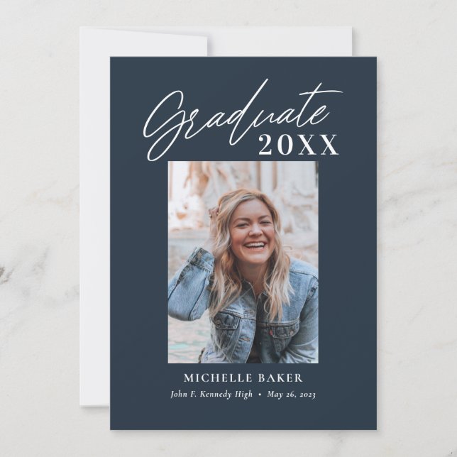 Effortless Charm Editable Colour Graduation Invita Invitation (Front)