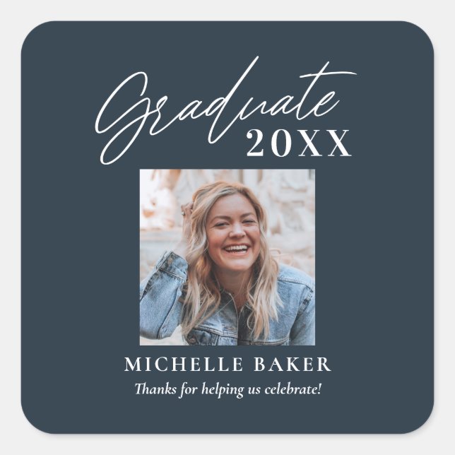 Effortless Charm Editable Colour Graduation Square Square Sticker (Front)