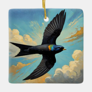 Effortless Wanderer: Colourful Swift Bird Portait  Ceramic Ornament