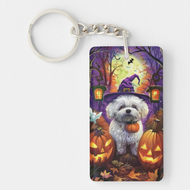 Éffrayant Bichon Frise Halloween sorcière et Citro (Devant)