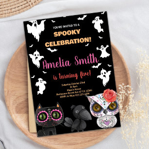 Éffrayant Black Halloween Invitations d'anniversai