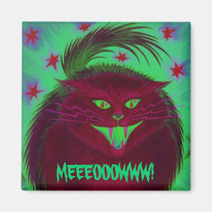 Effrayant chat rouge 'MEEEOOOWWW!' aimant frigo