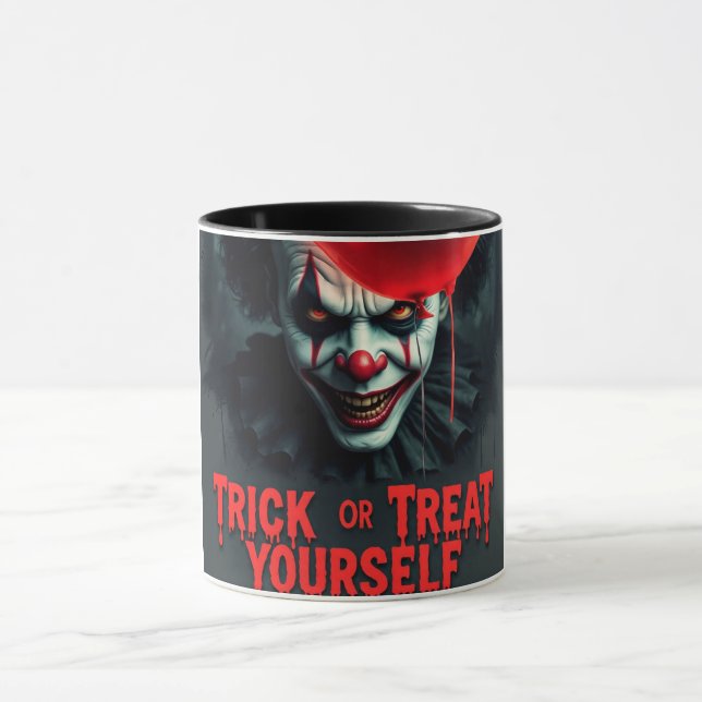 Éffrayant Clown Trick ou Treat Halloween Mug (Centre)