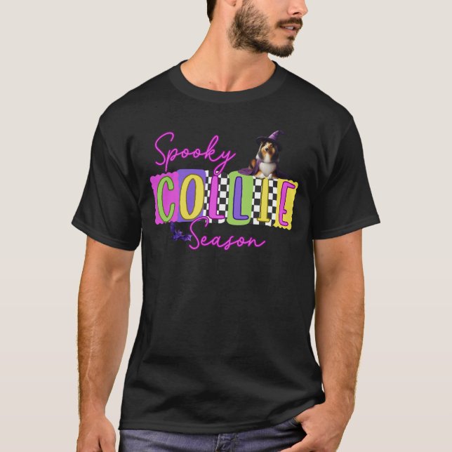 Éffrayant Collie Halloween T-shirt (Devant)